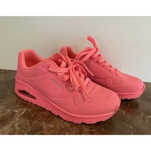 Sketchers Womens Pink Uno Stand on Air Sneakers Cooled Memory Foam Size 7 READ